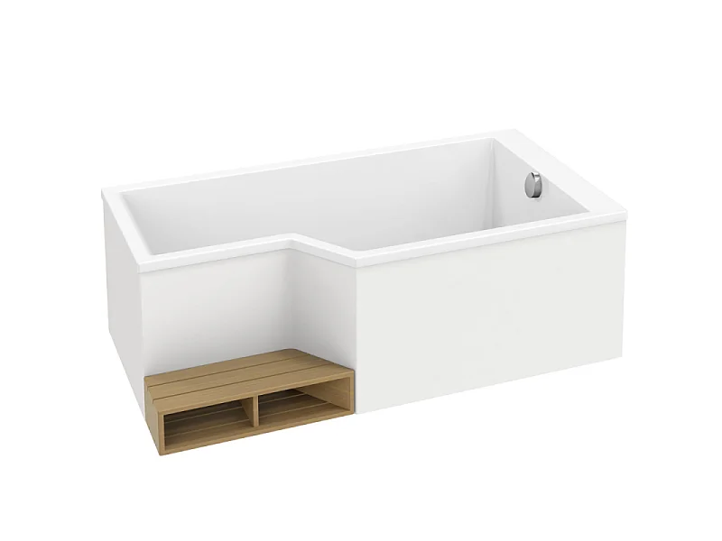 Baignoire bain douche 160 x 90 cm JACOB DELAFON Neo blanc mat droite