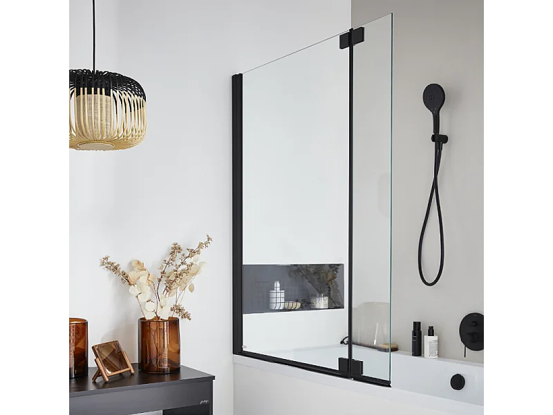 Pack baignoire droite 160 X 75 JACOB DELAFON Odéon Up + pare bain 2 volets noir mat