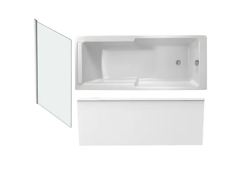 Baignoire bain douche JACOB DELAFON Struktura + pare bain + tablier + étagère 170 x 70