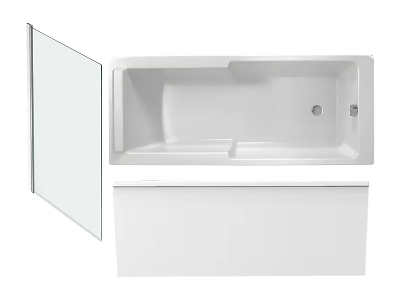 Baignoire bain douche JACOB DELAFON Struktura + pare bain + tablier + étagère 170 x 70