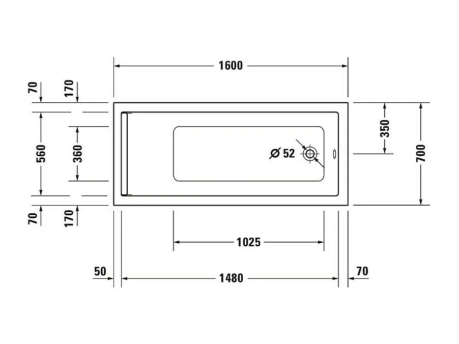 Baignoire droite 160x70 DURAVIT Starck