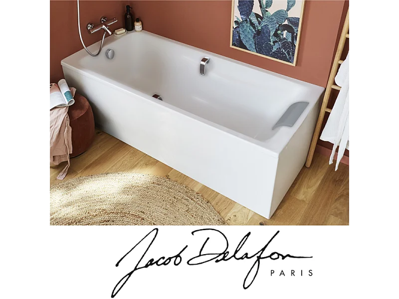 Pack baignoire droite 180 X 80 JACOB DELAFON Odéon Up + pare bain 2 volets noir mat