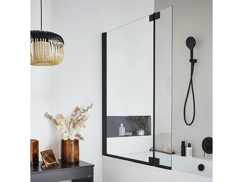 Pack baignoire droite 180 X 80 JACOB DELAFON Odéon Up + pare bain 2 volets noir mat