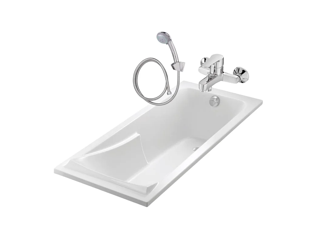 Pack baignoire droite 150 x 70 cm JACOB DELAFON Corvette + mitigeur + barre + pommeaux