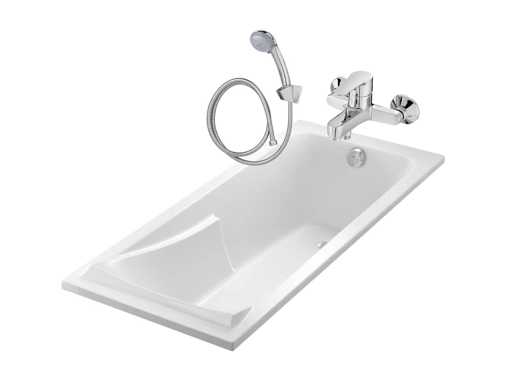 Pack baignoire droite 150 x 70 cm JACOB DELAFON Corvette + mitigeur + barre + pommeaux