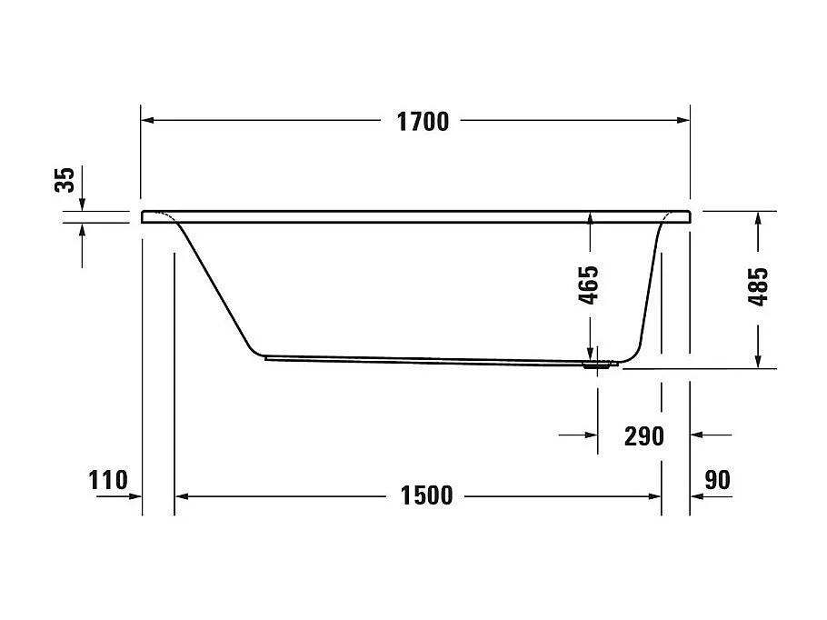 Baignoire droite 170x75 DURAVIT D-Neo