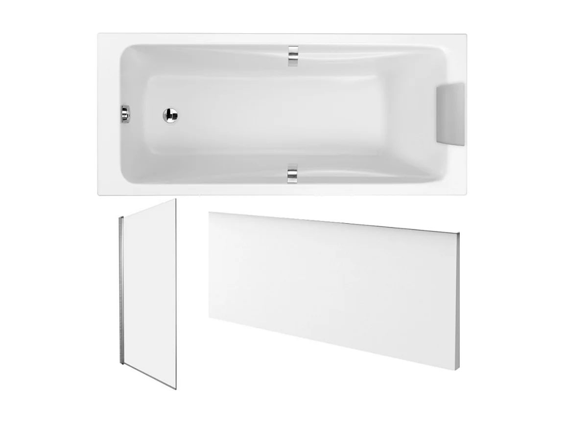Pack baignoire droite 180 X 80 JACOB DELAFON Odéon up + pare bain 1 volet chromé + tablier en niche + vidage