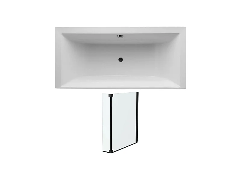 Lot baignoire droite 170 X 70 JACOB DELAFON Evok + pare-bain noir mat