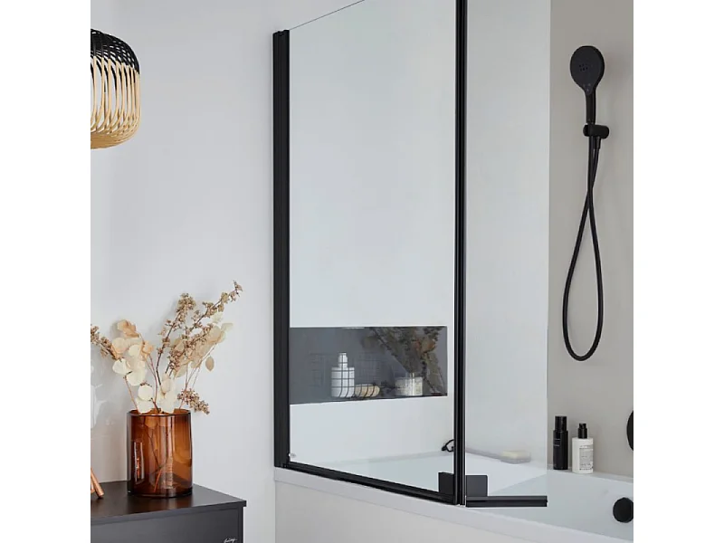 Lot baignoire droite 170 X 70 JACOB DELAFON Evok + pare-bain noir mat
