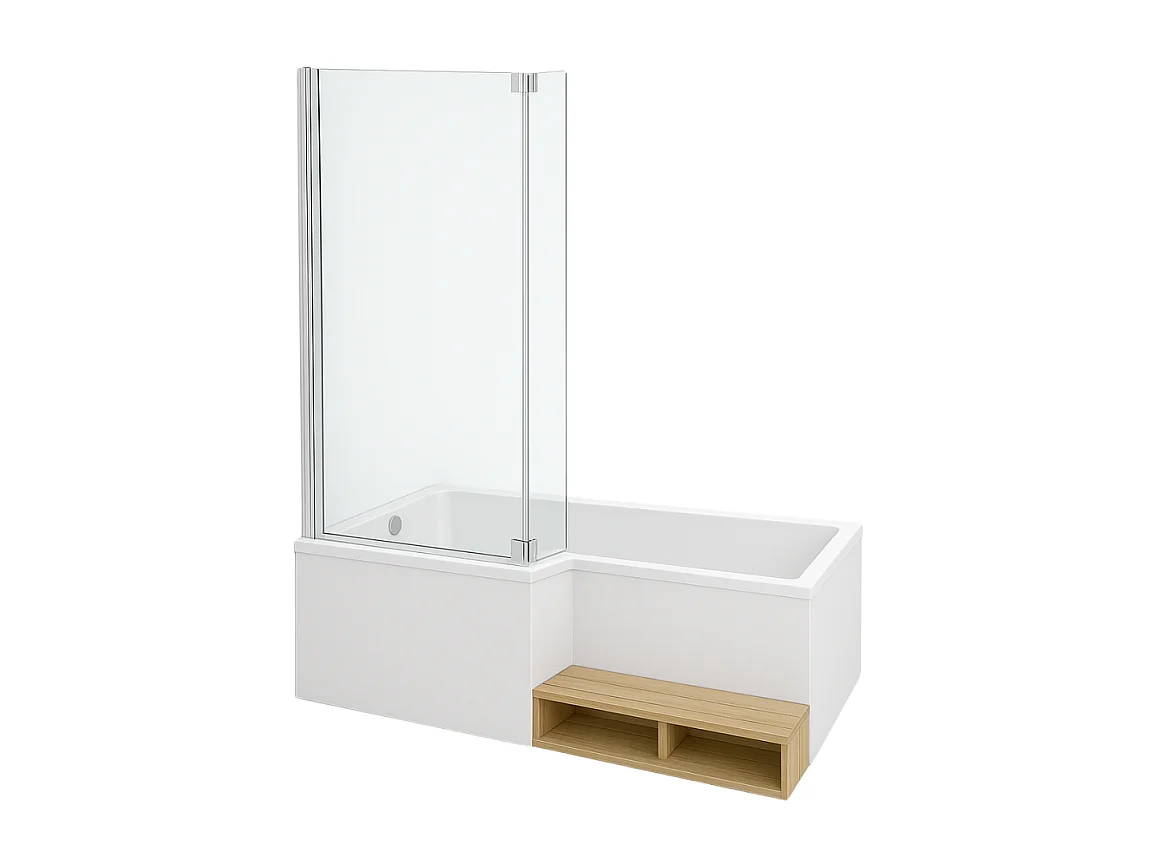 Baignoire bain douche JACOB DELAFON Neo + étagère + pare bain 170 x 90, version gauche