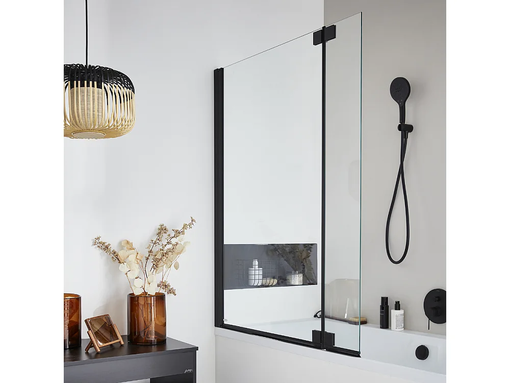 Pack baignoire droite 170 X 75 JACOB DELAFON Odéon up + pare bain 2 volets noir mat