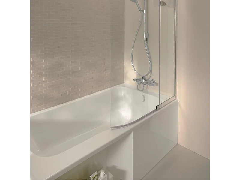 Baignoire bain douche JACOB DELAFON Malice + tablier baignoire + pare bain + étagère 170 x 90 v. droite