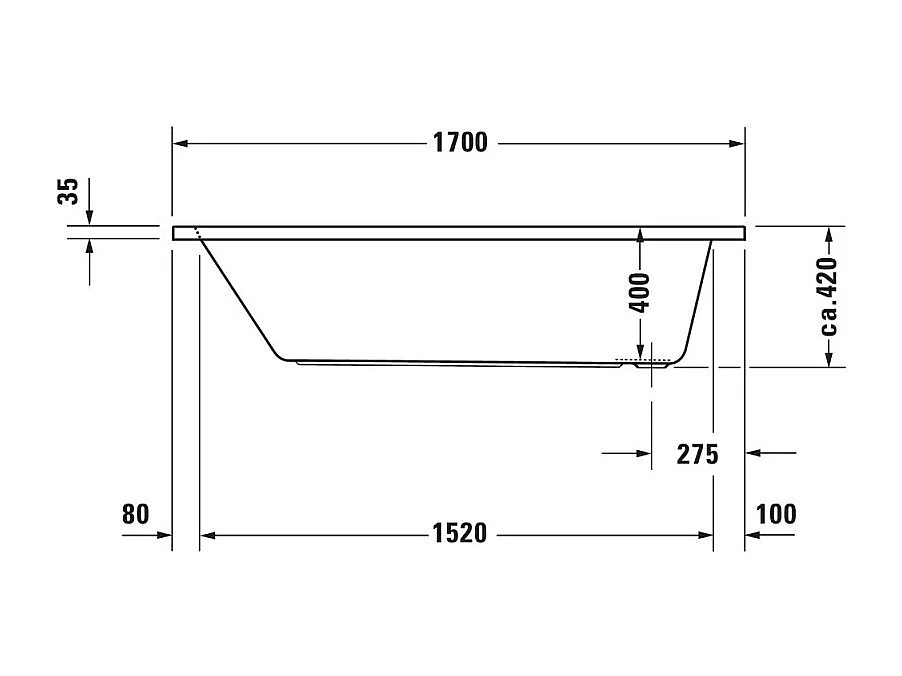 Baignoire droite 170x70 DURAVIT D-Code