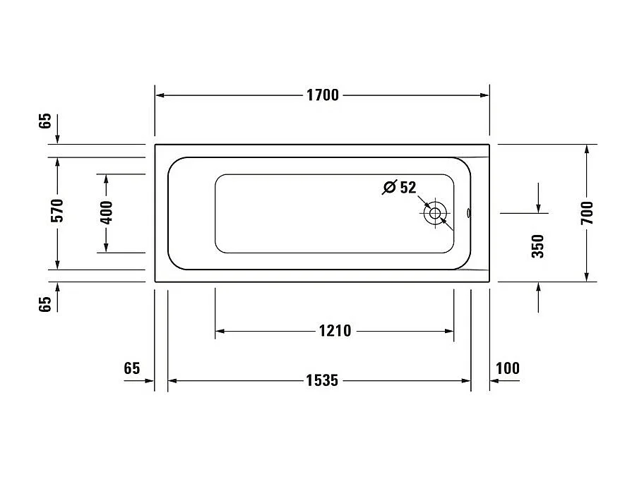 Baignoire droite 170x70 DURAVIT D-Code