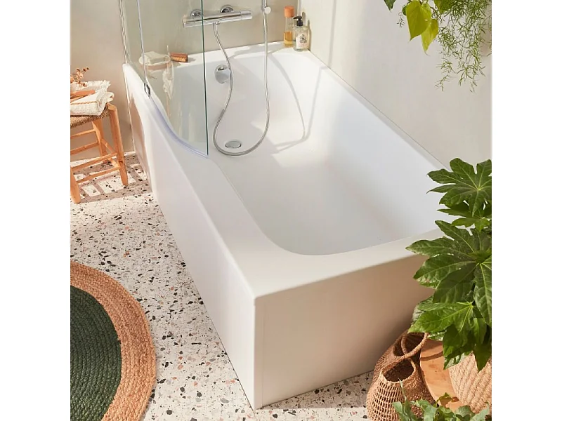 Baignoire bain douche JACOB DELAFON Malice + pare bain + étagère 170 x 90, v. gauche