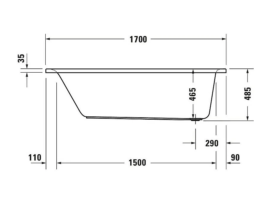 Baignoire droite 170x70 DURAVIT D-Neo