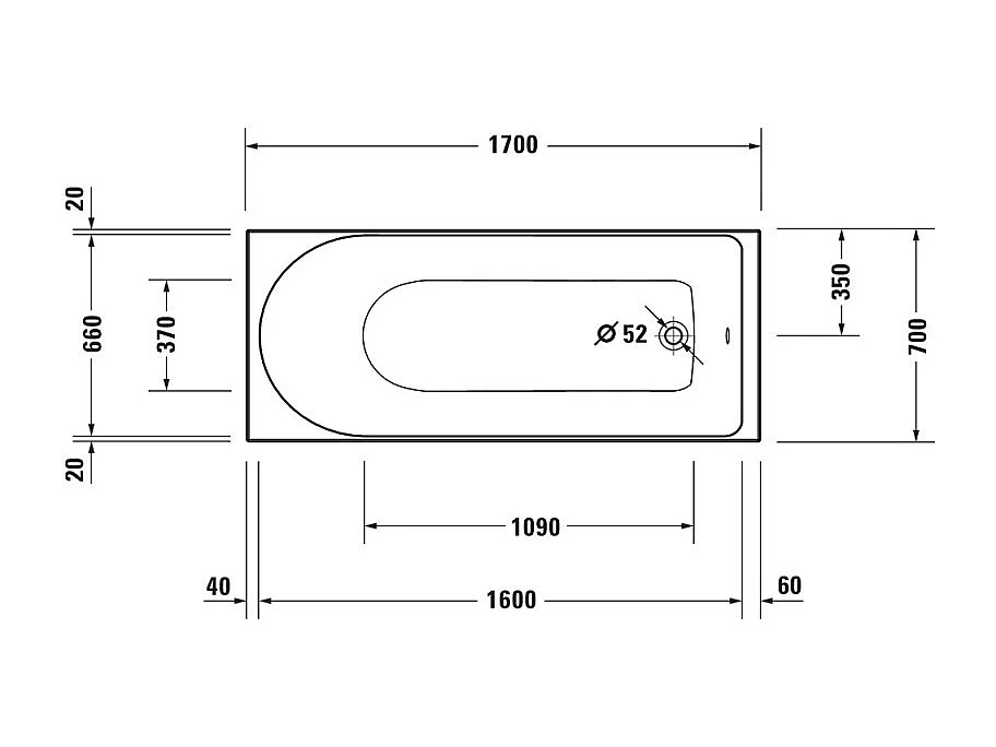 Baignoire droite 170x70 DURAVIT D-Neo
