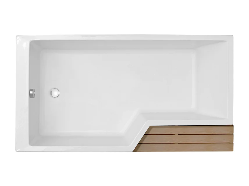 Baignoire bain douche JACOB DELAFON Neo 150 x 80 gauche + pare bain + tablier + étagère