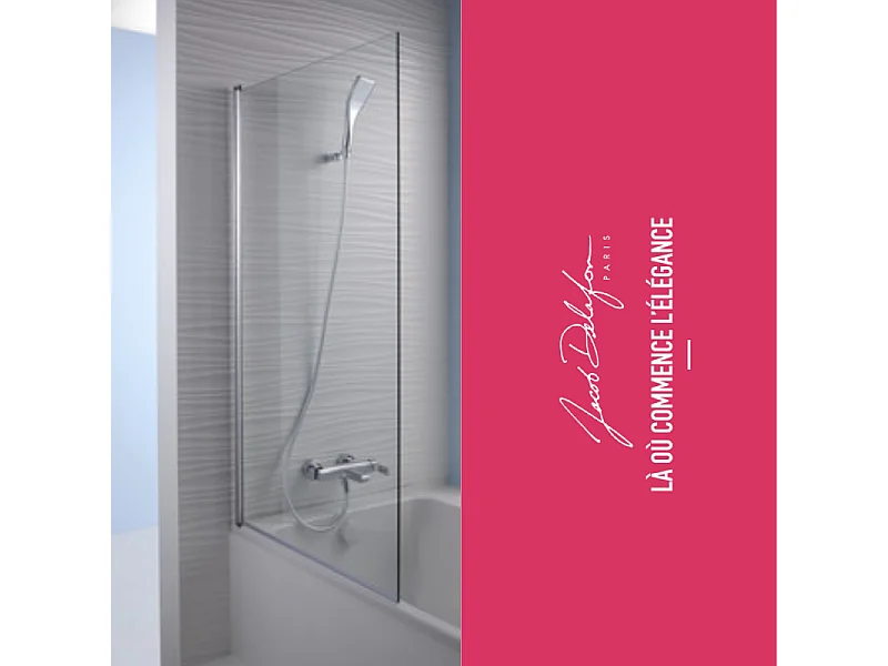 Pack baignoire droite 170 X 70 JACOB DELAFON Odéon up + pare bain 1 volet chromé + tablier en angle + vidage