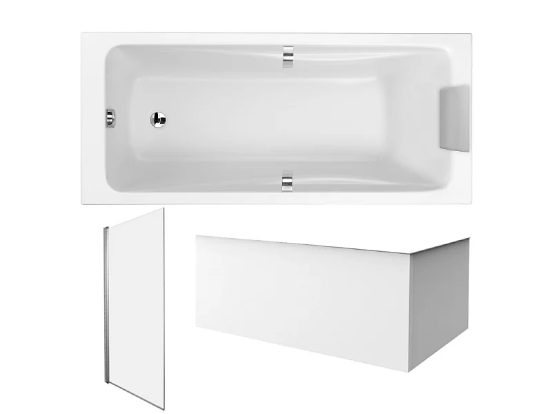 Pack baignoire droite JACOB DELAFON Odéon Up + pare bain 1 volet + tablier + vidage