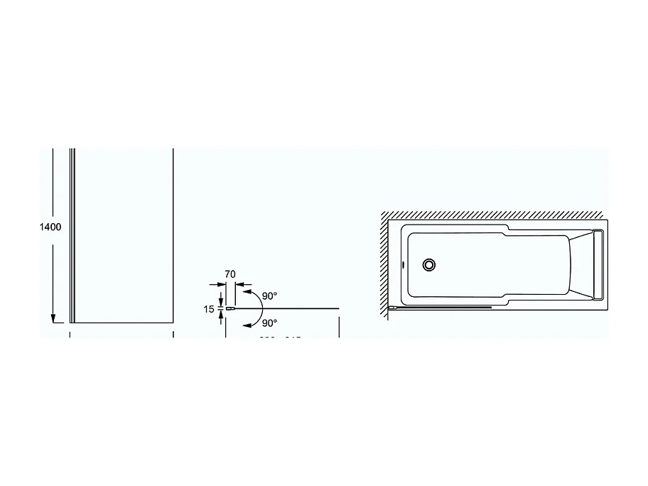 Baignoire JACOB DELAFON Corvette 180x80 cm + Pare bain