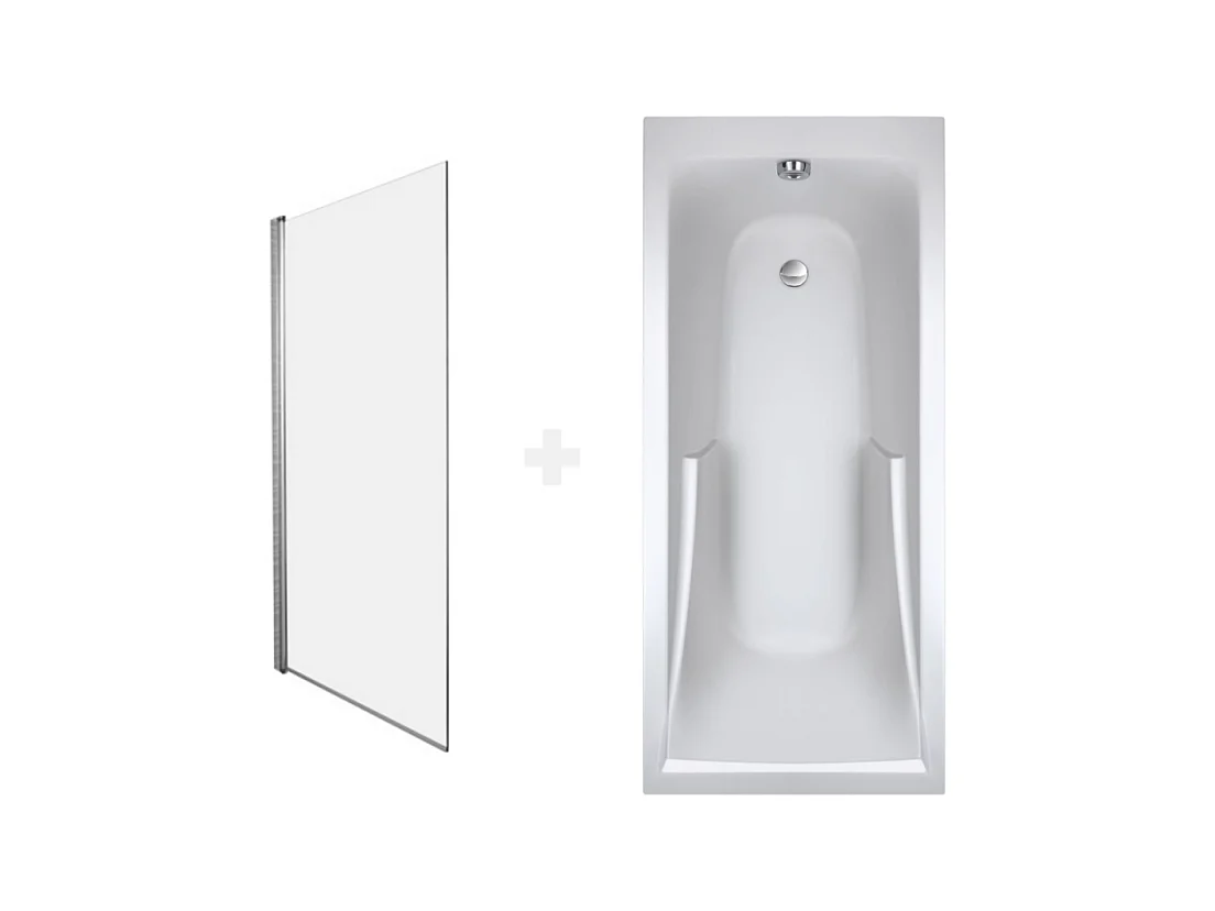 Baignoire JACOB DELAFON Corvette 180x80 cm + Pare bain