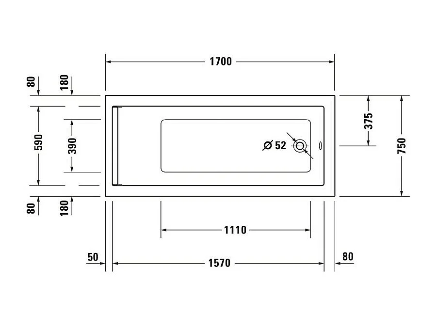 Baignoire droite 170x75 DURAVIT Starck