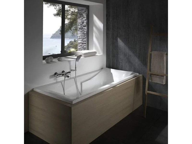 Lot baignoire droite 180 X 80 JACOB DELAFON Corvette + pare-bain 2 volets noir mat