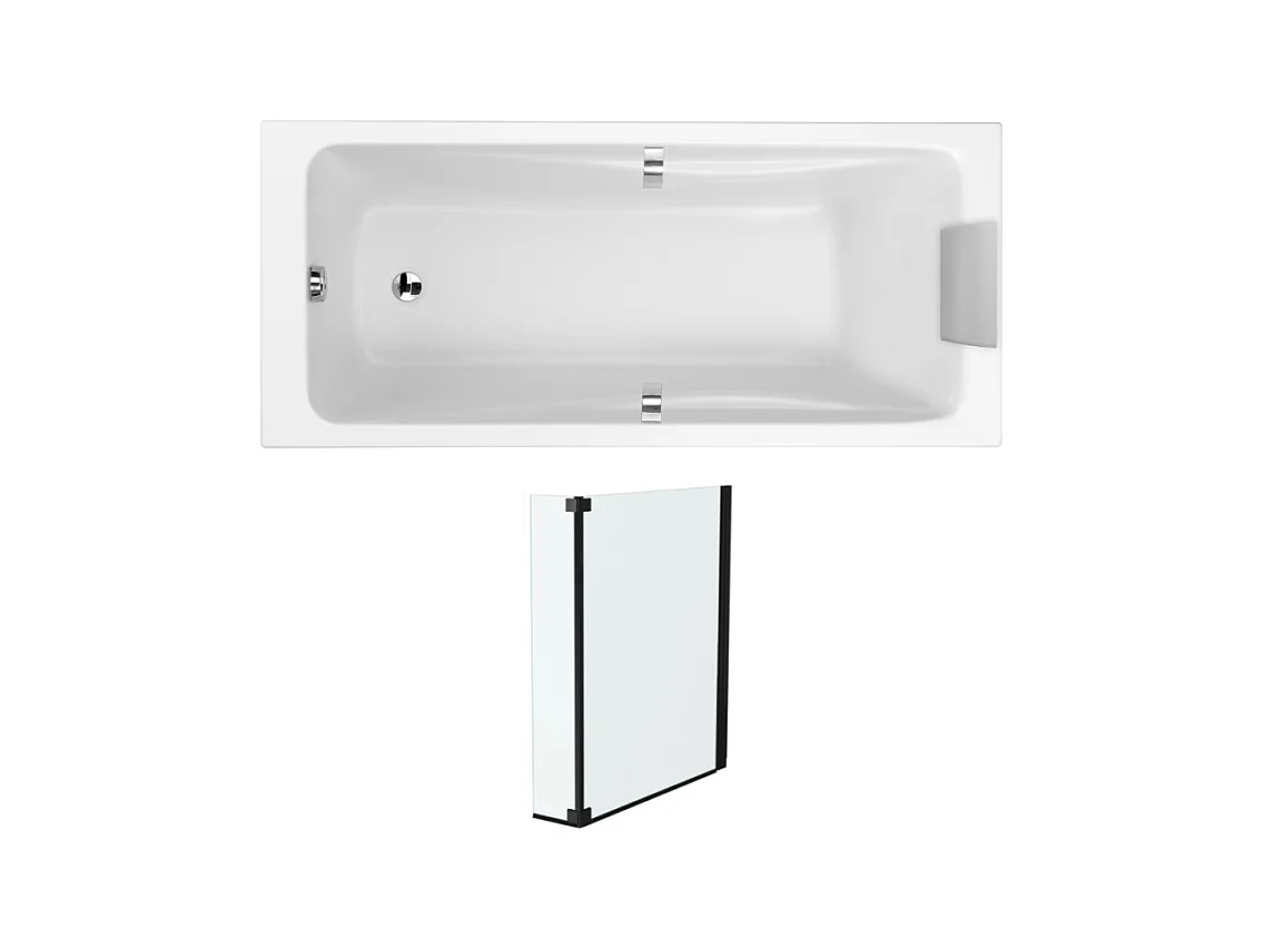 Pack baignoire droite 170 X 70 JACOB DELAFON Odéon up + pare bain 2 volets noir mat