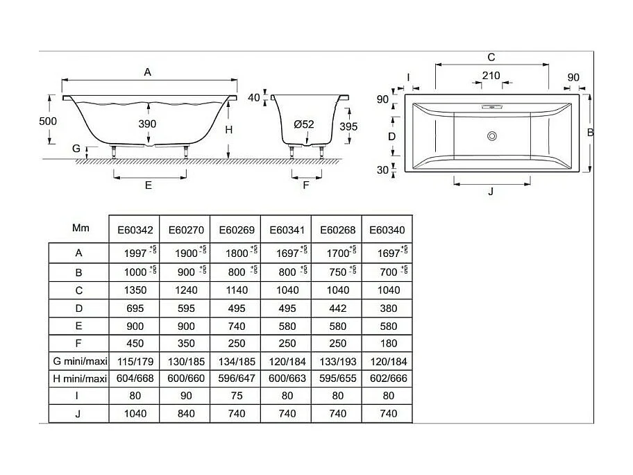 JACOB DELAFON Baignoire droite 170 X 80 Evok acrylique