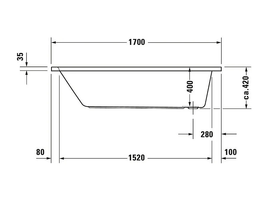 Baignoire droite 170x75 DURAVIT D-Code