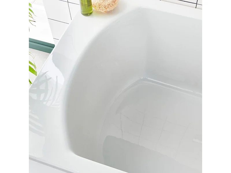 Baignoire droite JACOB DELAFON Ove 170 x 70 cm, bonde excentré + pare bain chrome