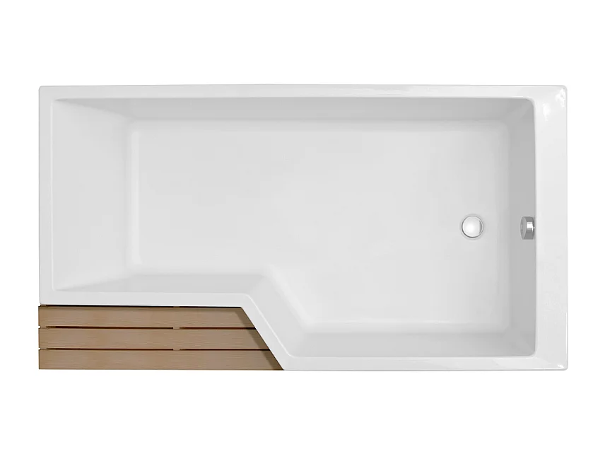 Pack baignoire bain douche antidérapante 150 x 80 JACOB DELAFON Neo version droite + pare bain chromé + tablier en angle