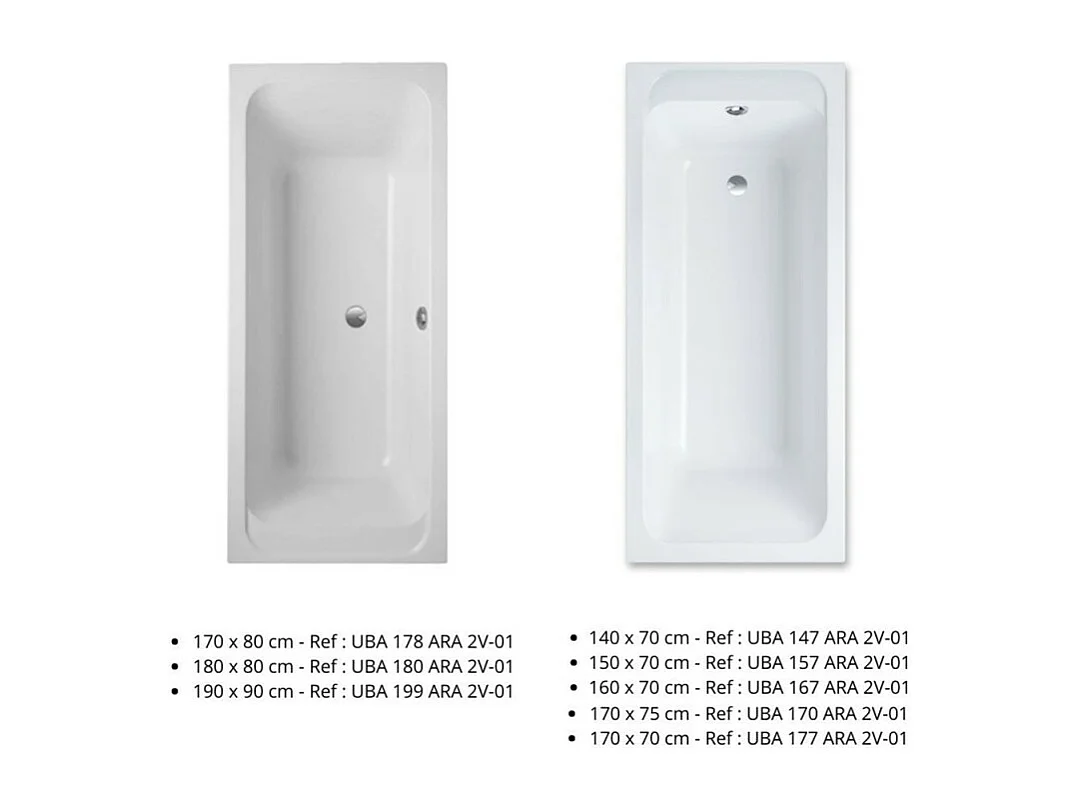 Baignoire droite 160 X 70 VILLEROY ET BOCH Architectura acrylique