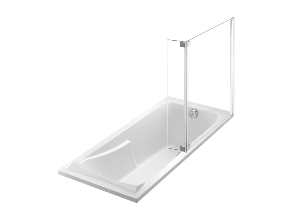 Lot baignoire droite 180 X 80 JACOB DELAFON Corvette + pare-bain 2 volets chromé