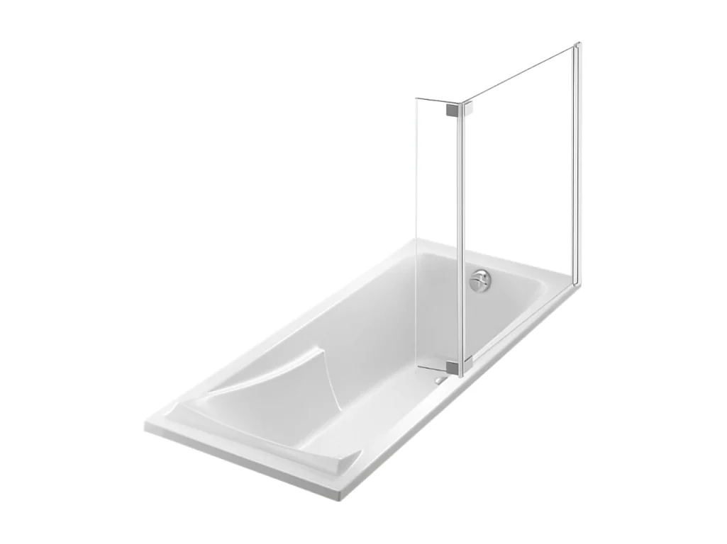 Lot baignoire droite 180 X 80 JACOB DELAFON Corvette + pare-bain 2 volets chromé