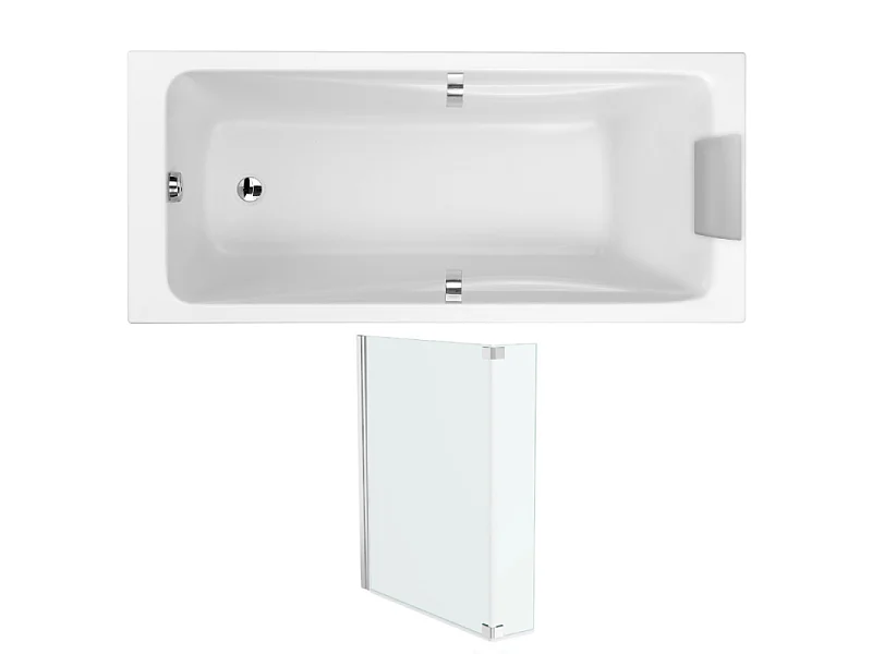 Pack baignoire droite 160 X 75 JACOB DELAFON Odéon Up + pare bain 2 volets chromé