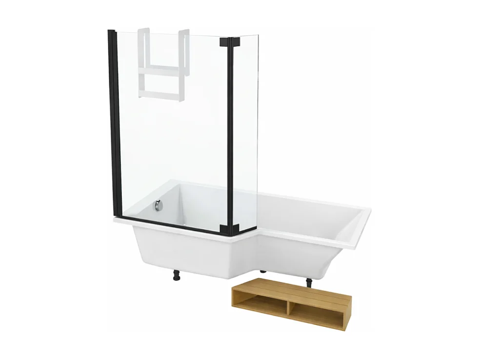 Pack baignoire bain douche 160 x 90  JACOB DELAFON Neo version gauche + pare bain noir mat