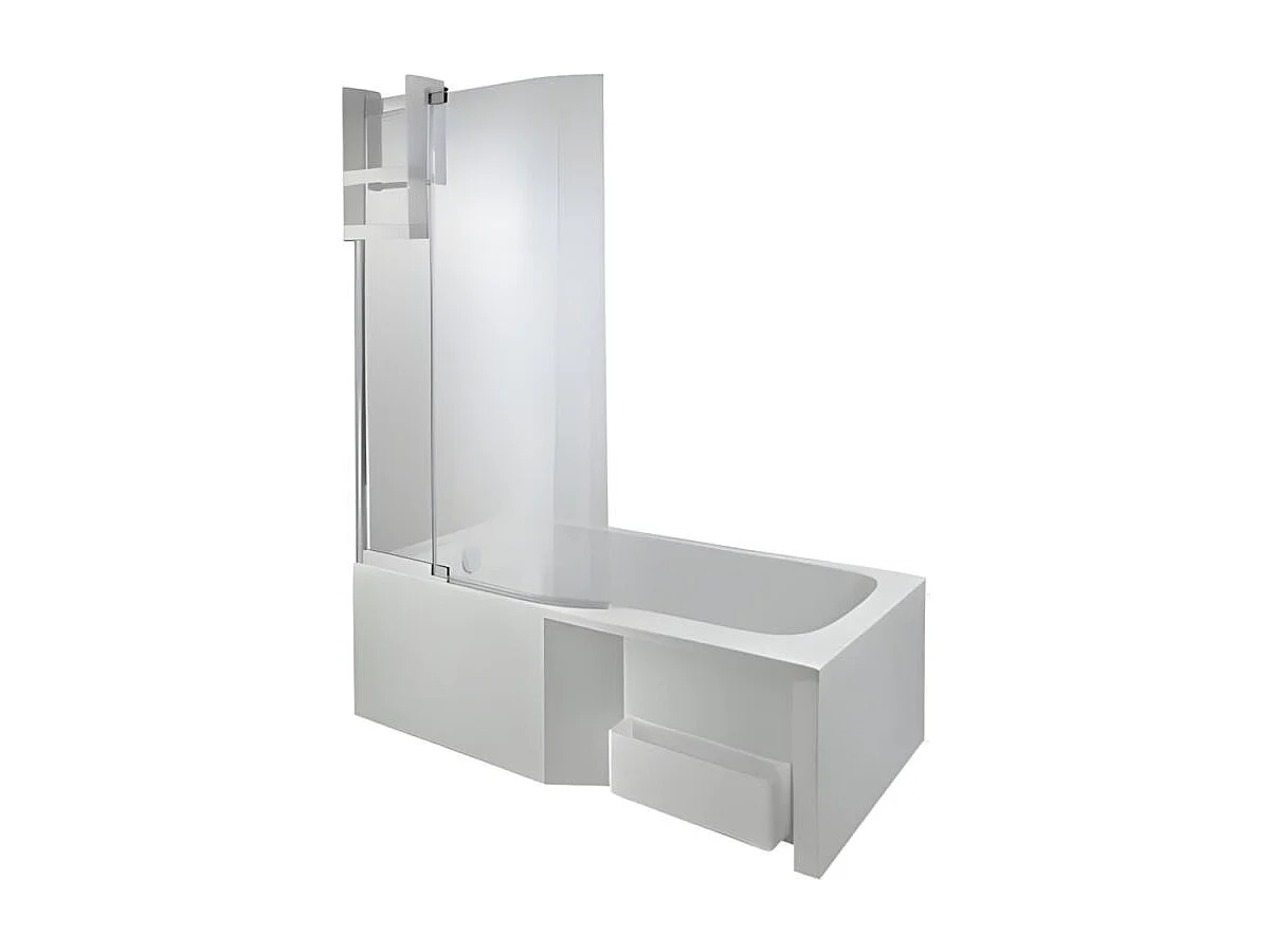 Baignoire bain douche JACOB DELAFON Malice + tablier baignoire + pare bain + étagère 160 x 85, v. gauche