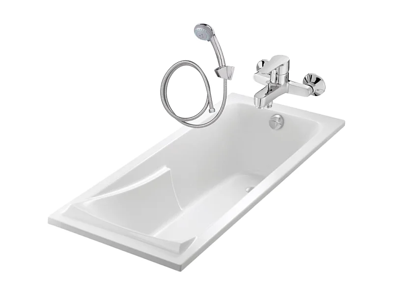 Pack baignoire droite 160 x 70 cm JACOB DELAFON Corvette + mitigeur + barre + pommeau