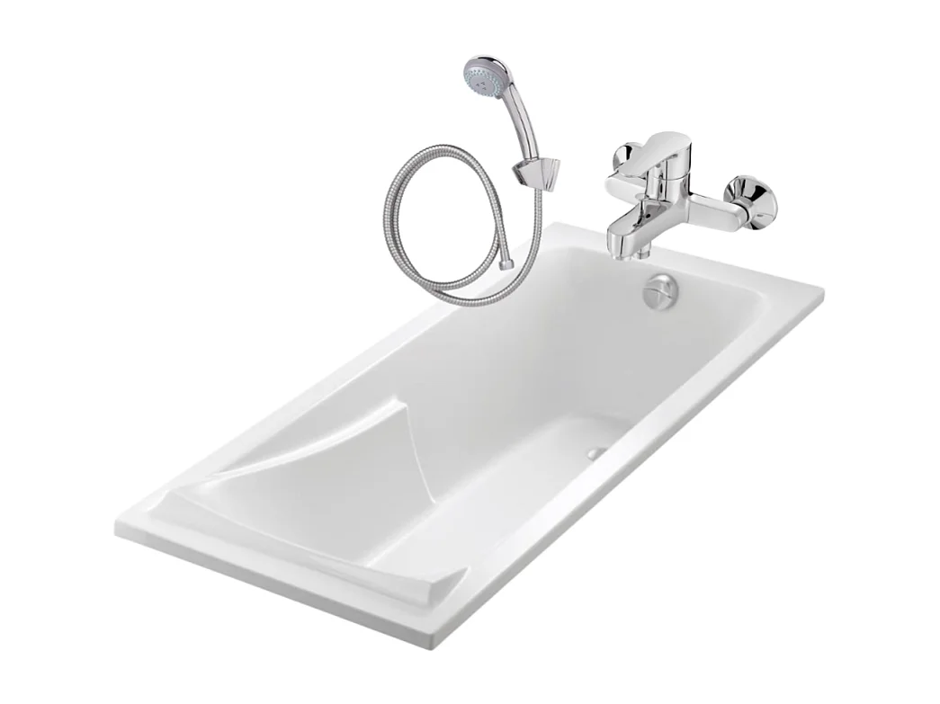 Pack baignoire droite 160 x 70 cm JACOB DELAFON Corvette + mitigeur + barre + pommeau