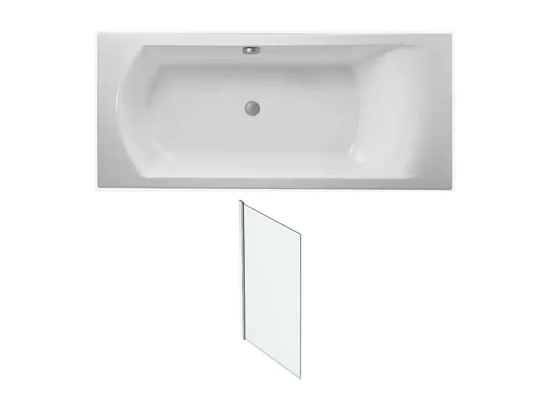 Pack baignoire droite 180 X 80 JACOB DELAFON Ove + pare bain chromé