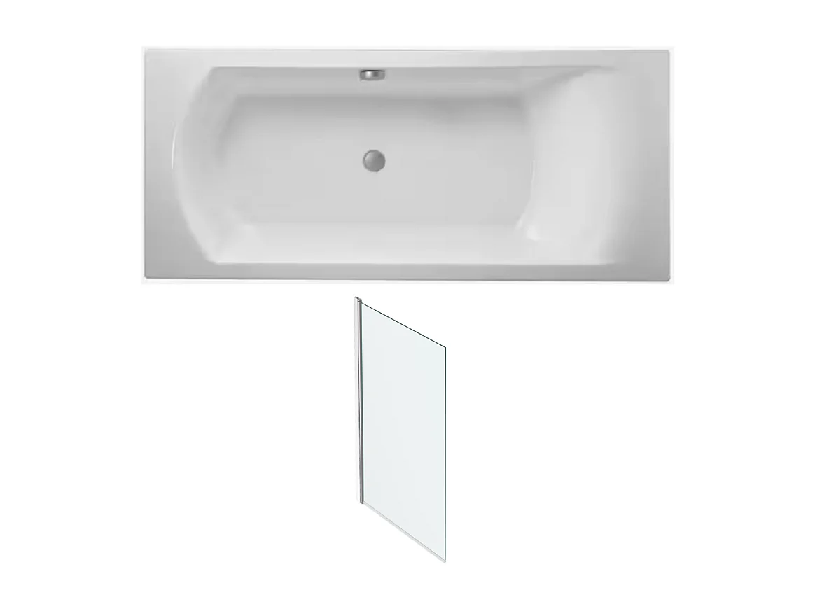 Pack baignoire droite 180 X 80 JACOB DELAFON Ove + pare bain chromé