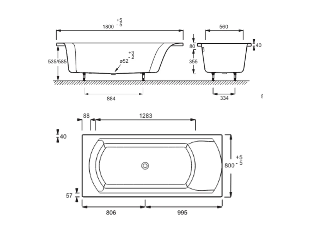 Pack baignoire droite 180 X 80 JACOB DELAFON Ove + pare bain chromé