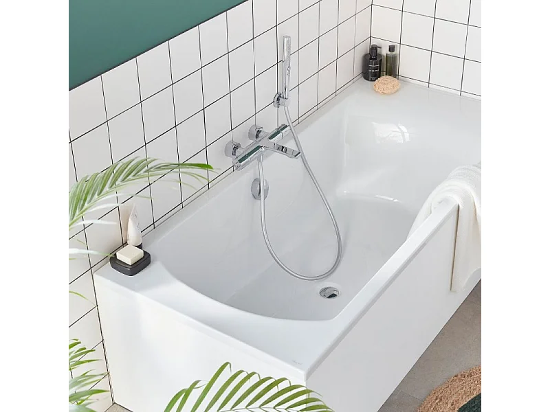 Pack baignoire droite 180 X 80 JACOB DELAFON Ove + pare bain chromé
