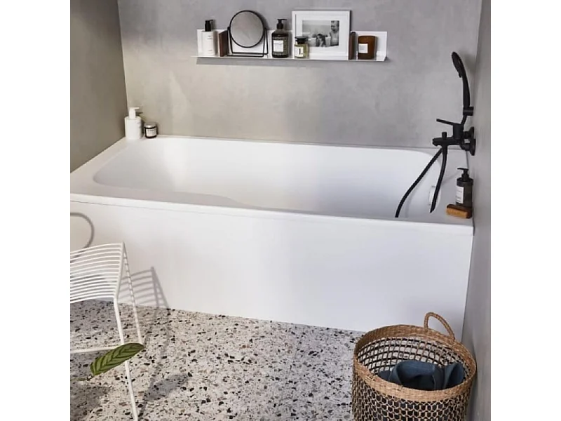 Baignoire bain douche JACOB DELAFON Malice antidérapante + tablier niche + pare bain 170 x 90 droite