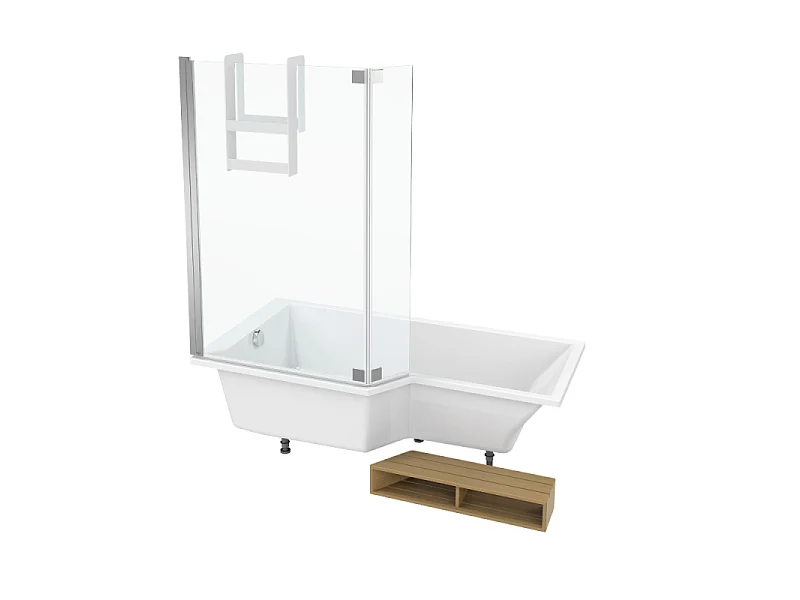 Pack baignoire bain douche 160 x 90  JACOB DELAFON Neo version gauche + pare bain chromé