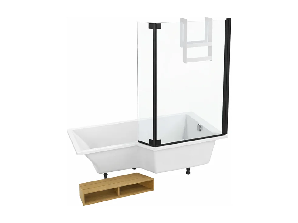 Pack baignoire bain douche 160 x 90  JACOB DELAFON Neo version droite + pare bain noir mat