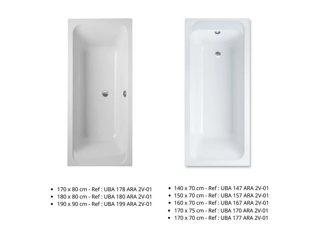 Baignoire droite 170 X 75 VILLEROY ET BOCH Architectura acrylique