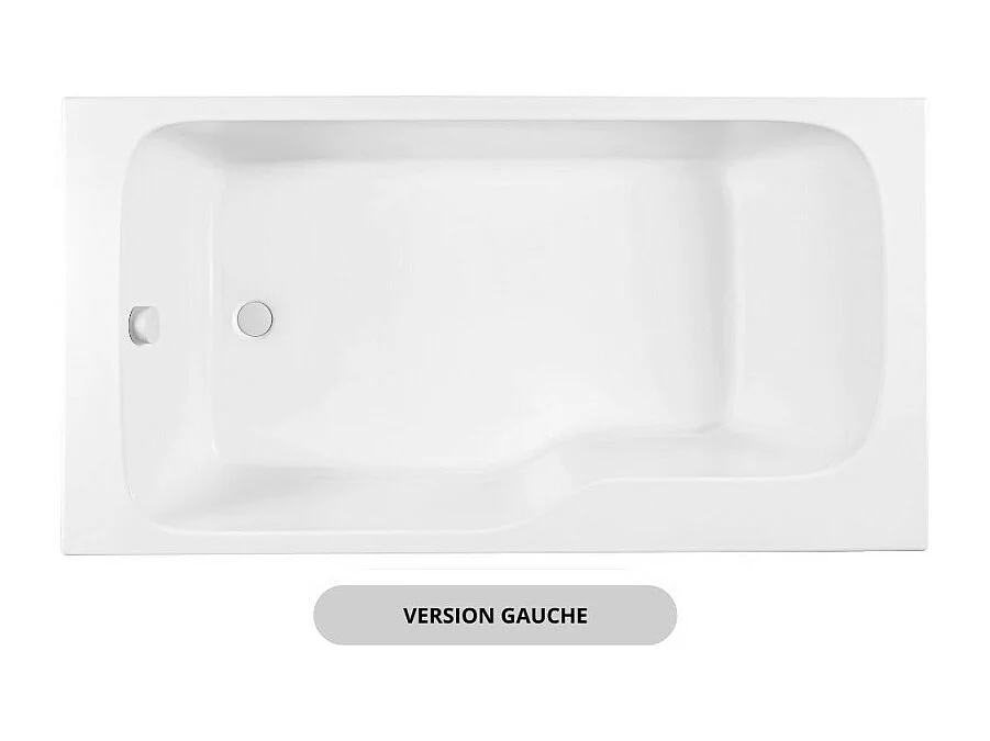 Baignoire bain douche JACOB DELAFON Malice, antidérapant, version Gauche Blanc mat 170x90cm